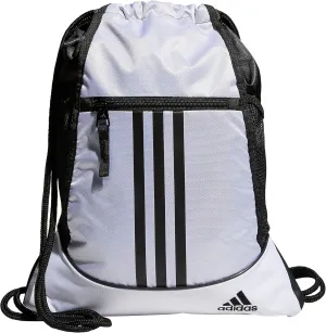 adidas Alliance Sackpack, Drawstring Backpack, Lightweight Small Gym Bag for Women and Men, White/Black/Black, One Size