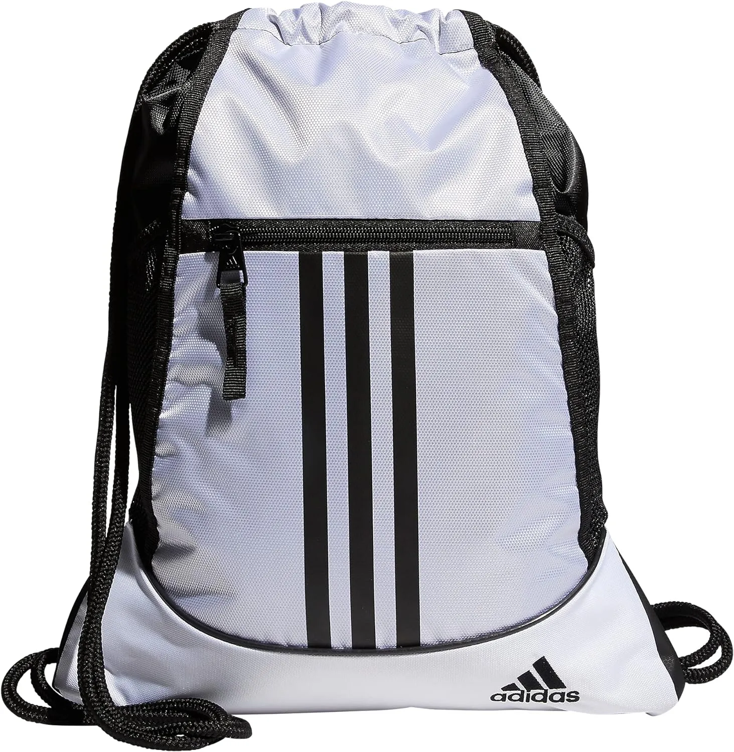 adidas Alliance Sackpack, Drawstring Backpack, Lightweight Small Gym Bag for Women and Men, White/Black/Black, One Size