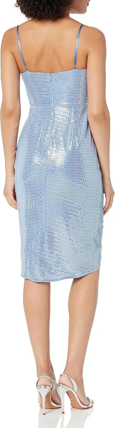 Aidan Mattox Women's Metallic Knit Rouched Dress