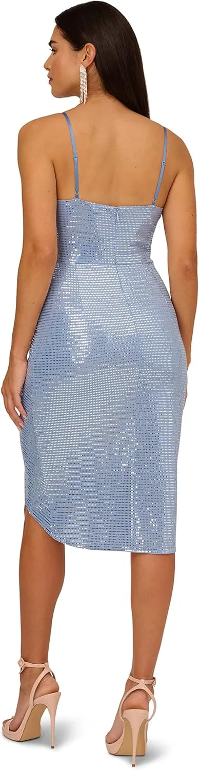 Aidan Mattox Women's Metallic Knit Rouched Dress