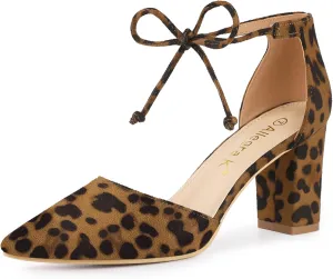 Allegra K Women's Ankle Tie Point Toe Dress Pumps