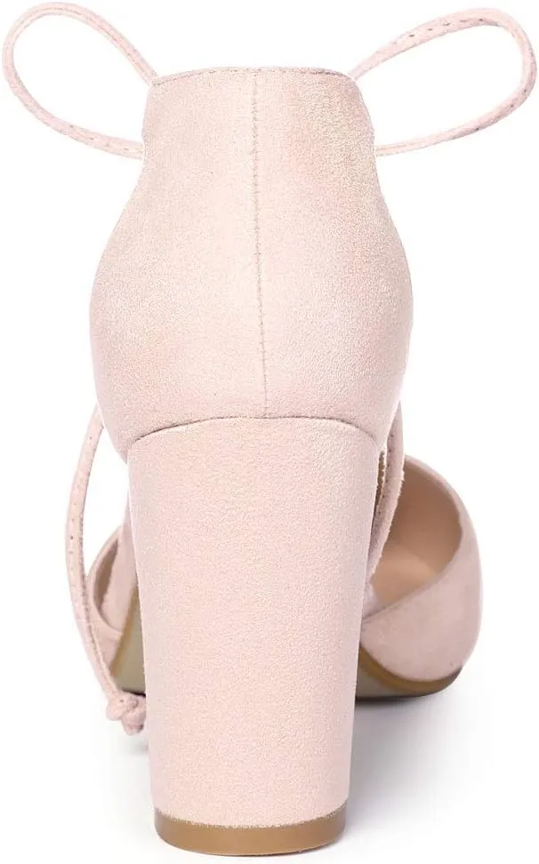 Allegra K Women's Ankle Tie Point Toe Dress Pumps