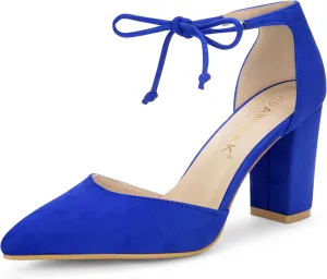 Allegra K Women's Ankle Tie Point Toe Dress Pumps