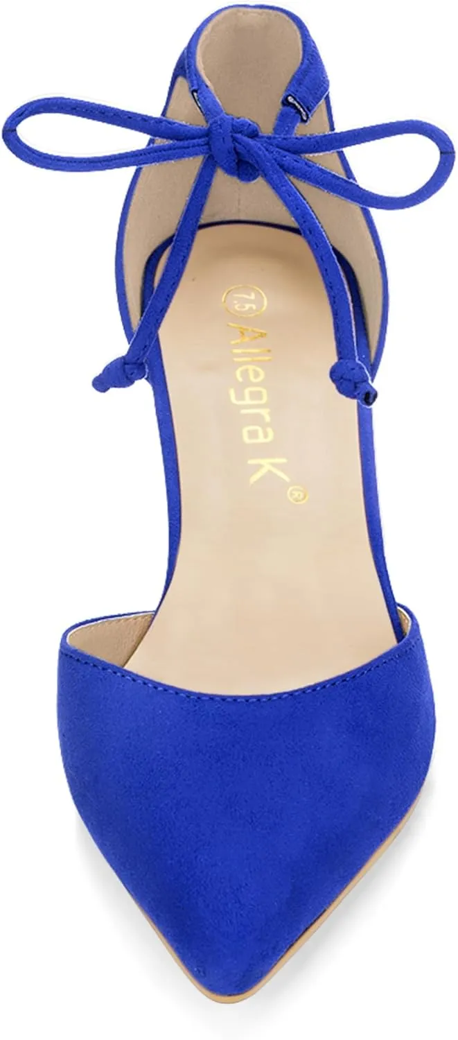 Allegra K Women's Ankle Tie Point Toe Dress Pumps