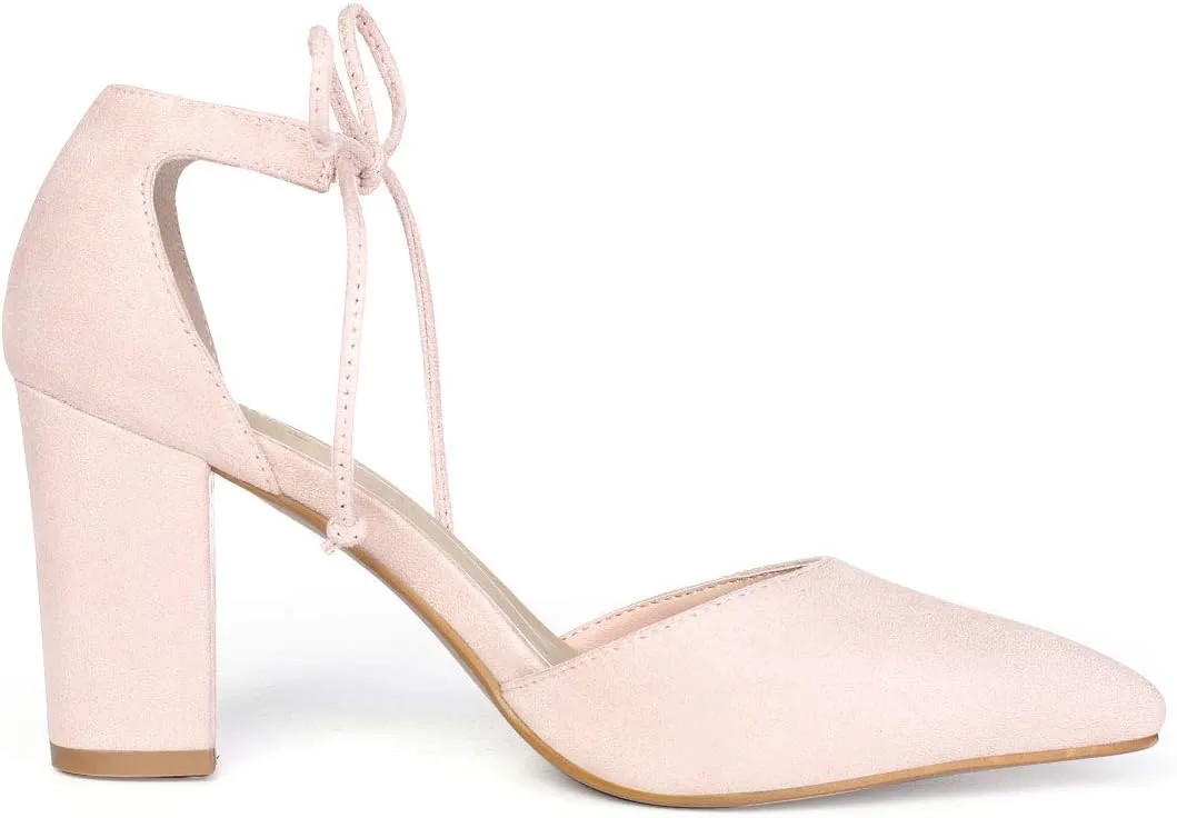 Allegra K Women's Ankle Tie Point Toe Dress Pumps