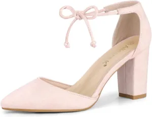 Allegra K Women's Ankle Tie Point Toe Dress Pumps
