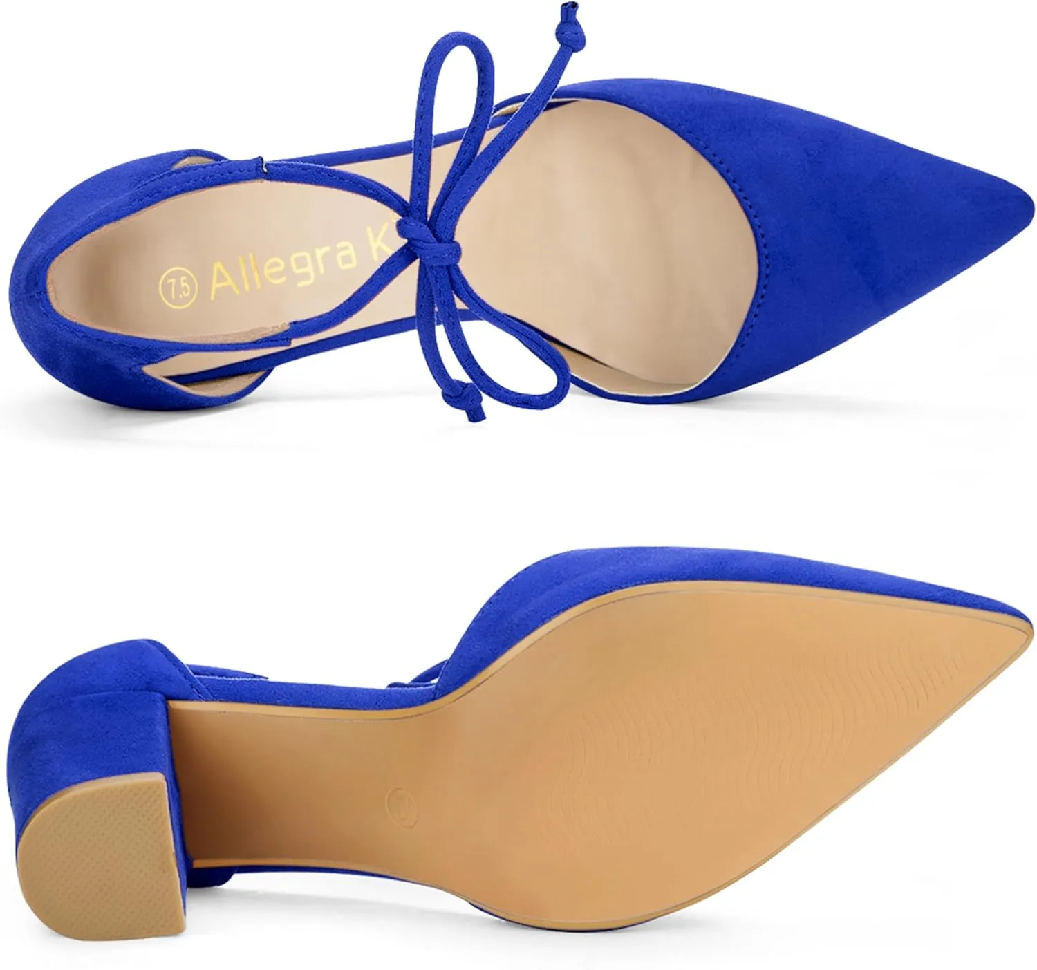 Allegra K Women's Ankle Tie Point Toe Dress Pumps