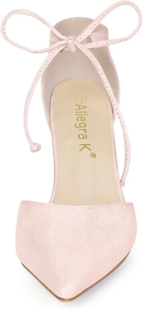 Allegra K Women's Ankle Tie Point Toe Dress Pumps