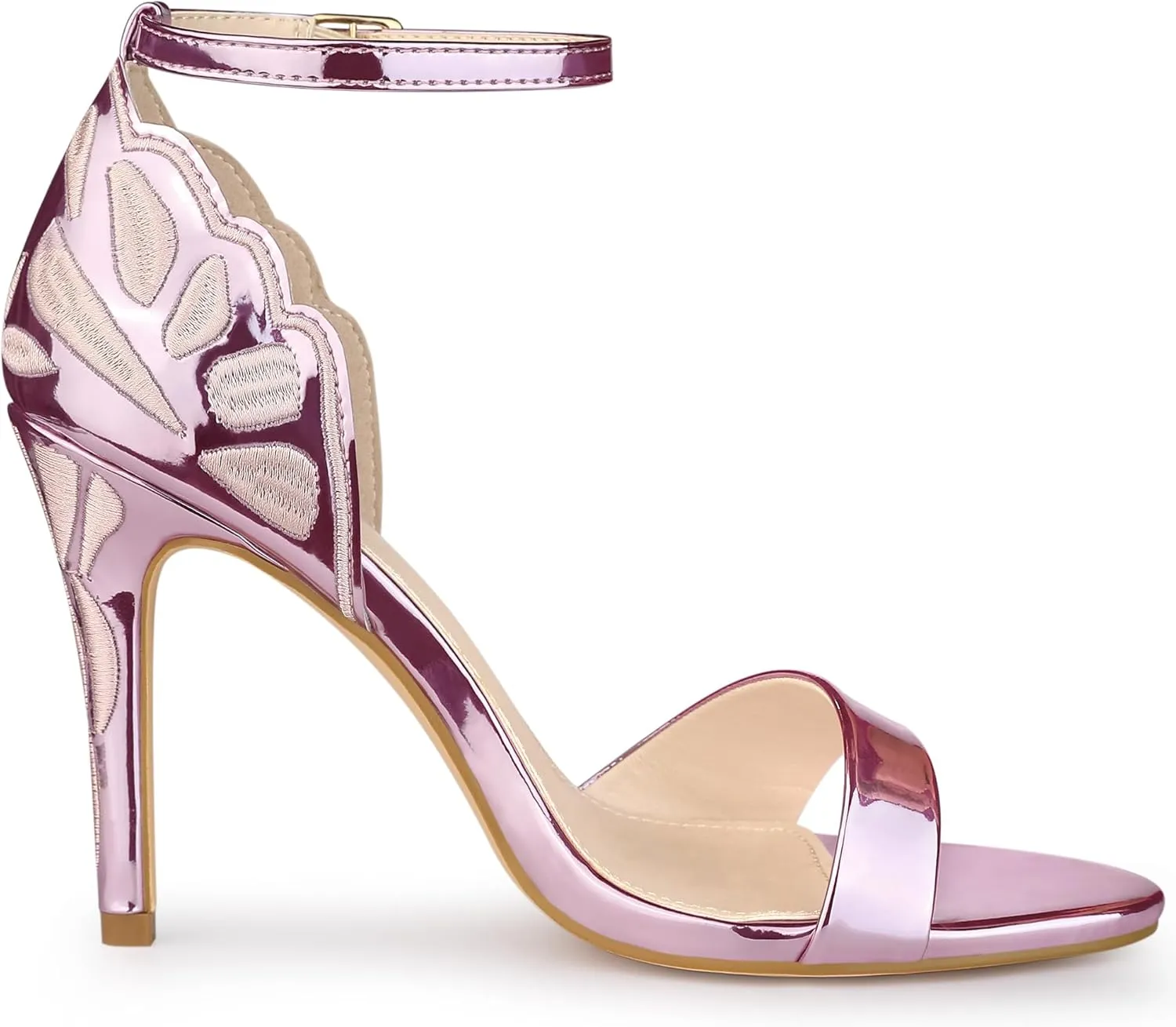 Allegra K Women's Butterfly Heels Metallic Stiletto Heel Sandals