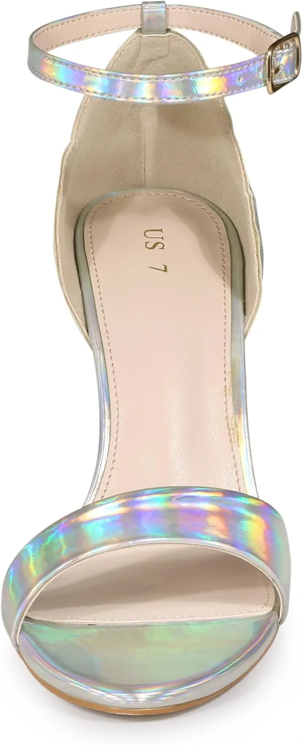 Allegra K Women's Butterfly Heels Metallic Stiletto Heel Sandals