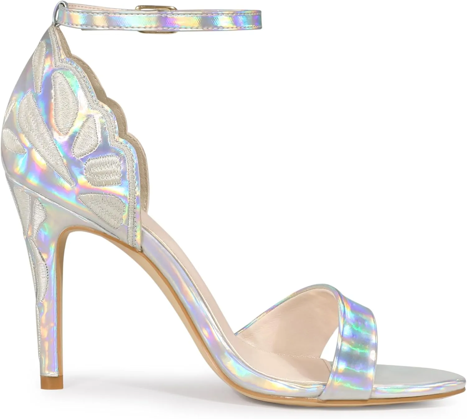 Allegra K Women's Butterfly Heels Metallic Stiletto Heel Sandals