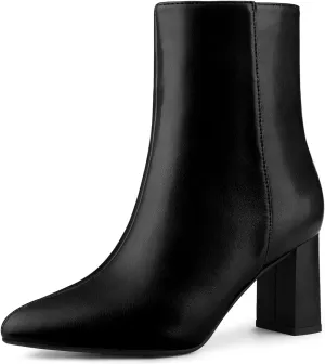 Allegra K Women's Chunky Heels Pointed Toe Ankle Boots