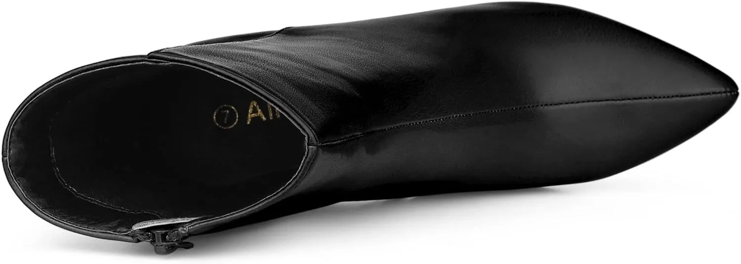 Allegra K Women's Chunky Heels Pointed Toe Ankle Boots