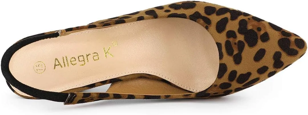 Allegra K Women's Pointed Toe Block Heel Pumps Slingback Heels