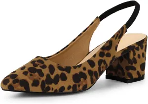 Allegra K Women's Pointed Toe Block Heel Pumps Slingback Heels
