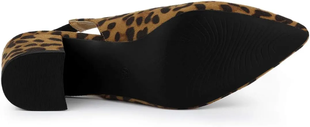 Allegra K Women's Pointed Toe Block Heel Pumps Slingback Heels