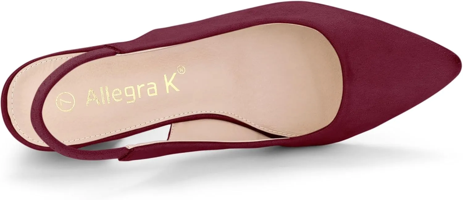 Allegra K Women's Pointed Toe Block Heel Pumps Slingback Heels