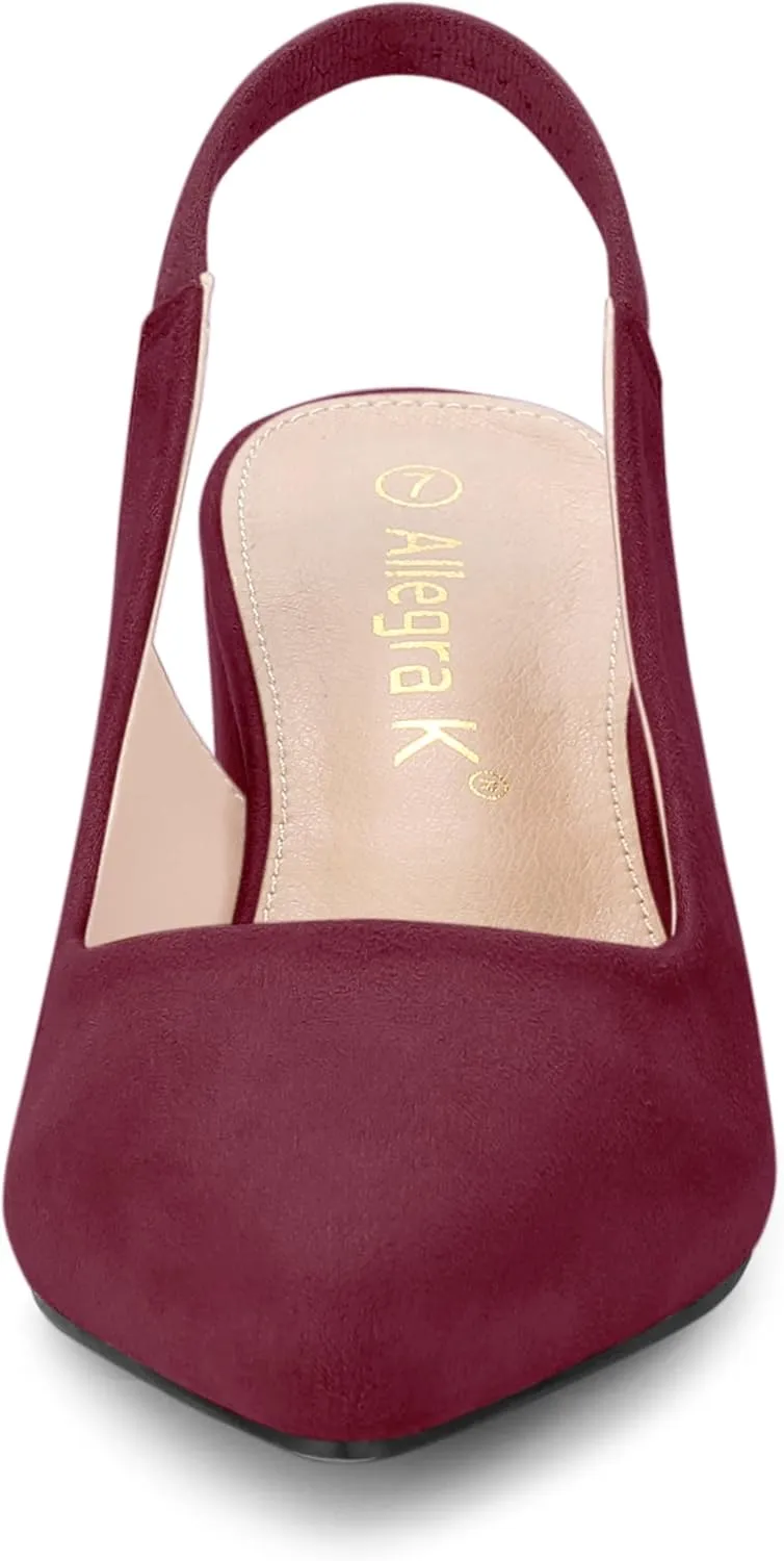 Allegra K Women's Pointed Toe Block Heel Pumps Slingback Heels