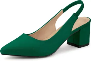 Allegra K Women's Pointed Toe Block Heel Pumps Slingback Heels