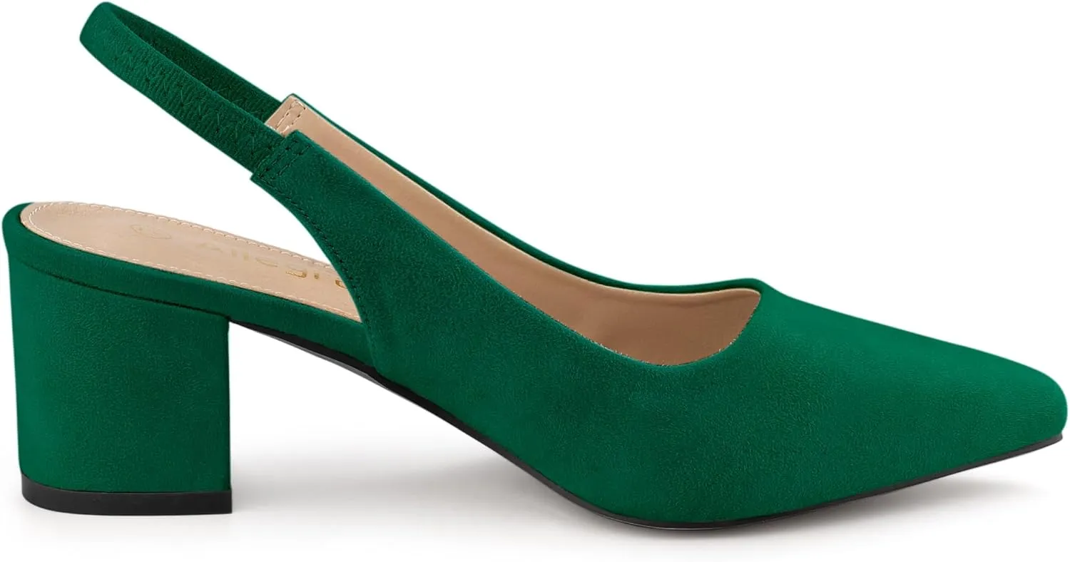 Allegra K Women's Pointed Toe Block Heel Pumps Slingback Heels