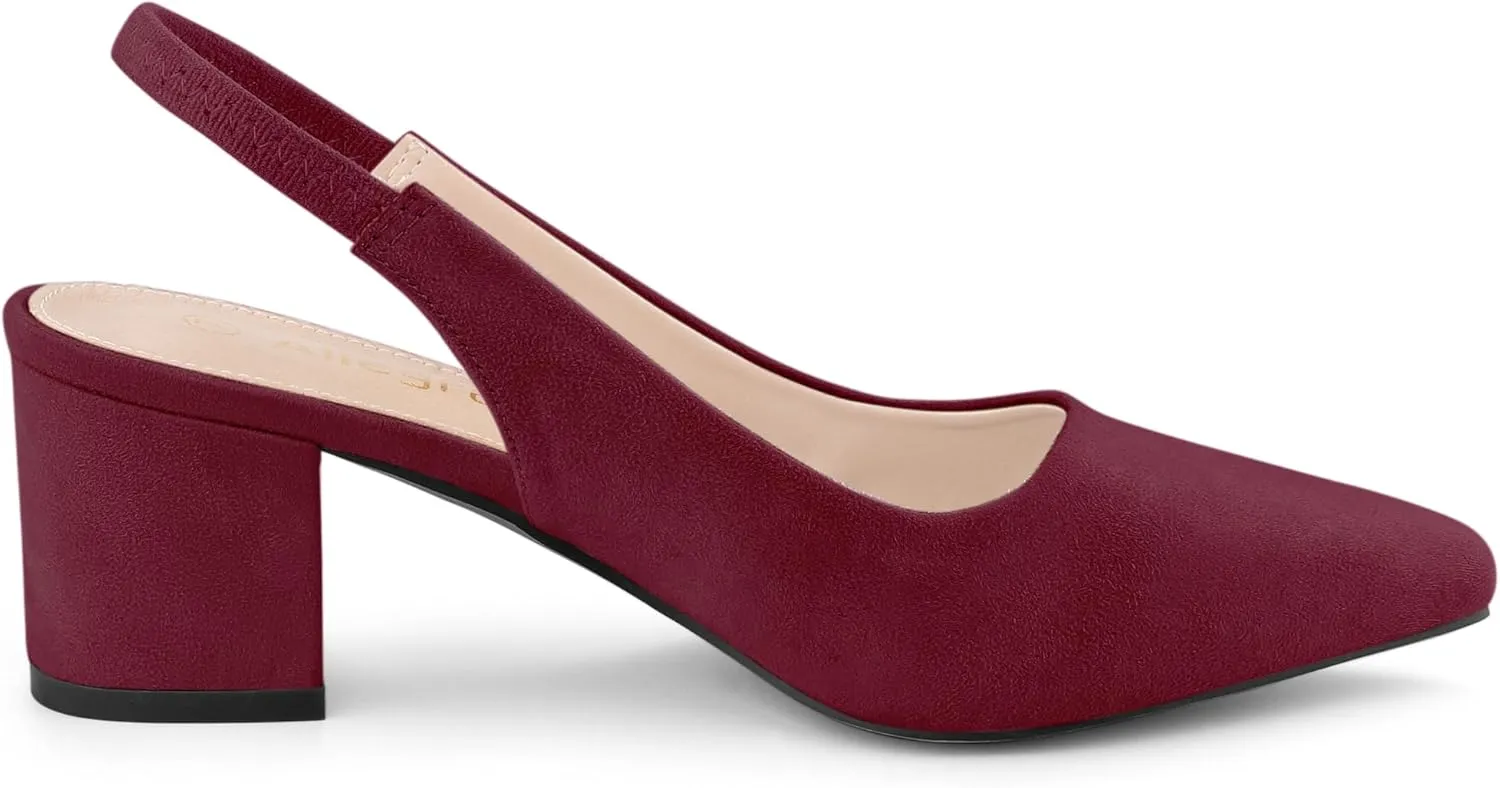Allegra K Women's Pointed Toe Block Heel Pumps Slingback Heels
