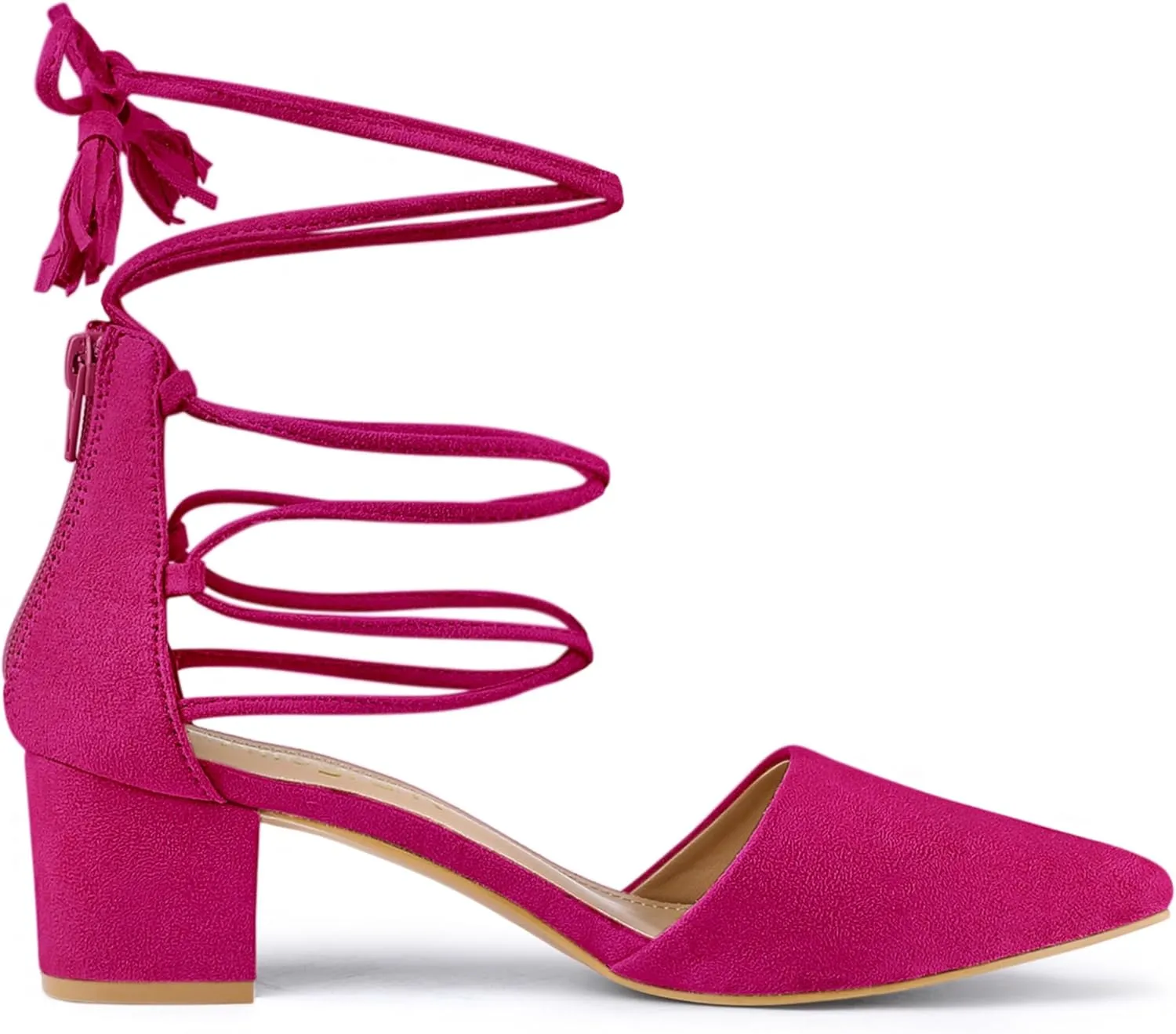 Allegra K Women's Pointed Toe Block Heels Lace Up Pumps
