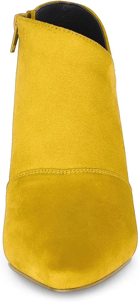 Allegra K Women's Pointed Toe Kitten Heel Cutout Ankle Boots