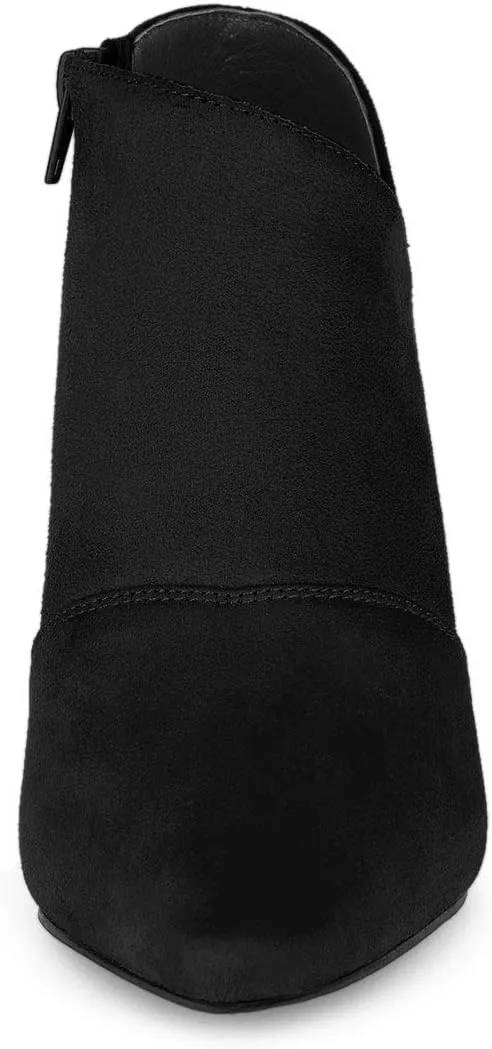 Allegra K Women's Pointed Toe Kitten Heel Cutout Ankle Boots