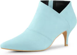 Allegra K Women's Pointed Toe Kitten Heel Cutout Ankle Boots