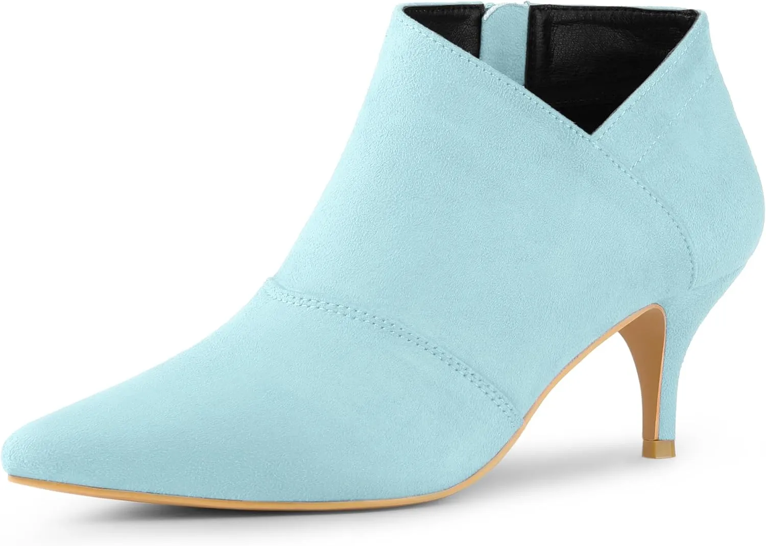 Allegra K Women's Pointed Toe Kitten Heel Cutout Ankle Boots