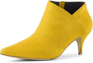 Allegra K Women's Pointed Toe Kitten Heel Cutout Ankle Boots