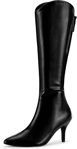 Allegra K Women's Pointed Toe Stiletto Heel Knee High Boots
