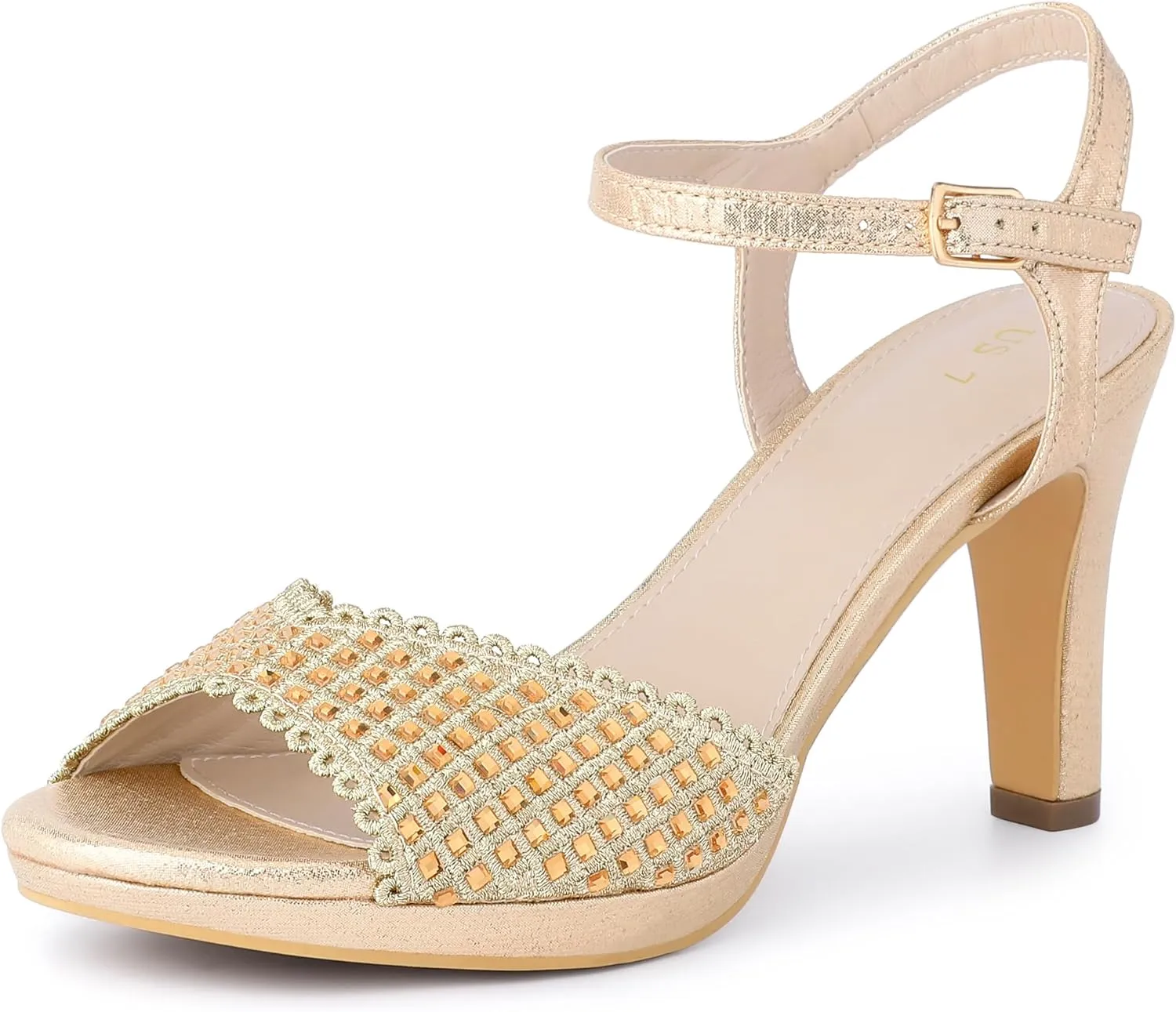 Allegra K Women's Sparkly Rhinestone Heels Slingback Stiletto Heel Sandals