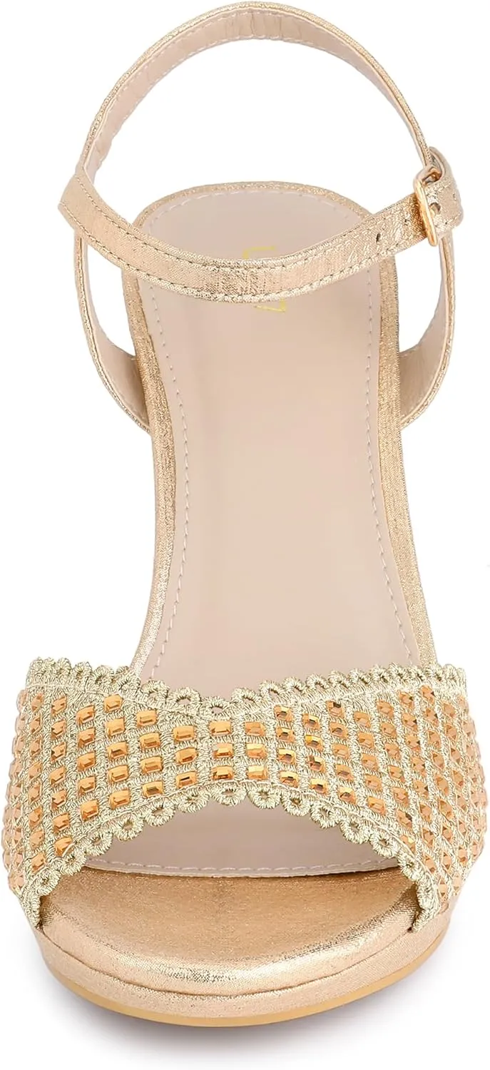 Allegra K Women's Sparkly Rhinestone Heels Slingback Stiletto Heel Sandals