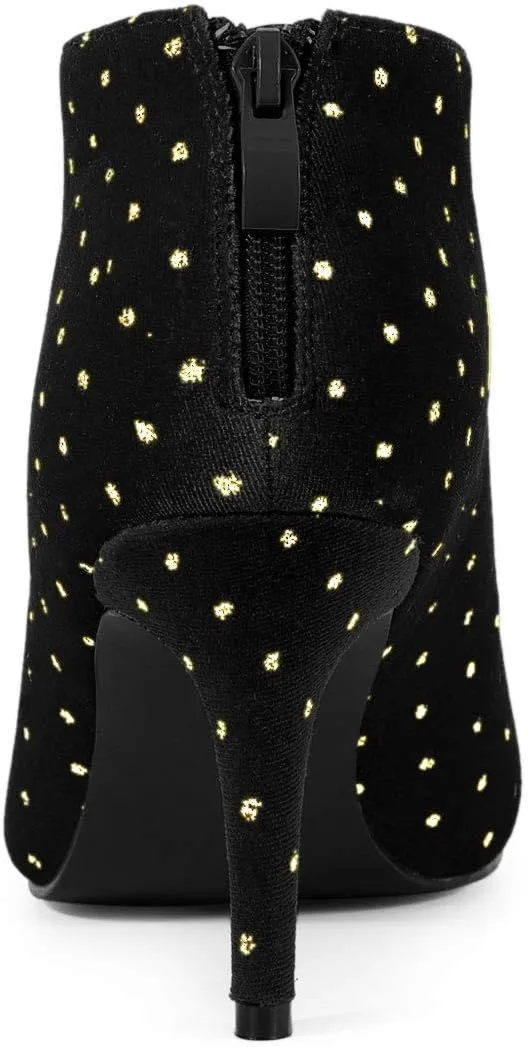 Allegra K Women's V Cutout Pointed Toe Heel Ankle Boots