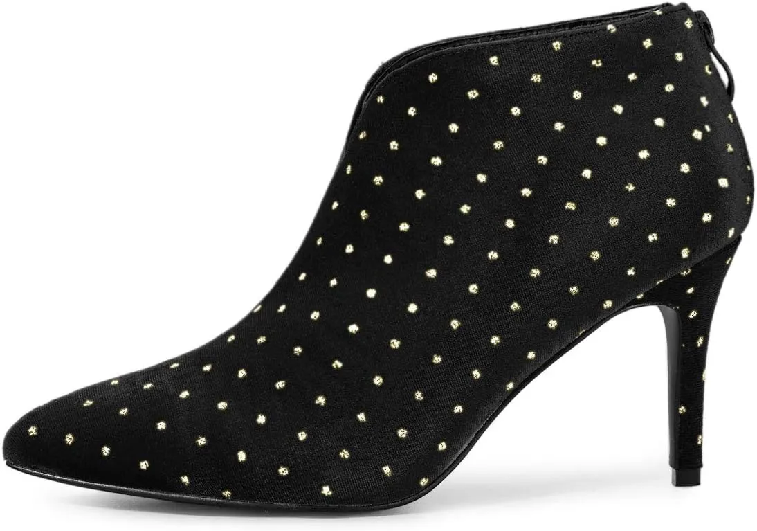 Allegra K Women's V Cutout Pointed Toe Heel Ankle Boots