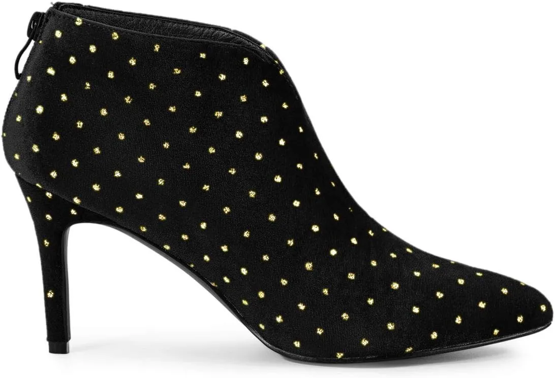 Allegra K Women's V Cutout Pointed Toe Heel Ankle Boots