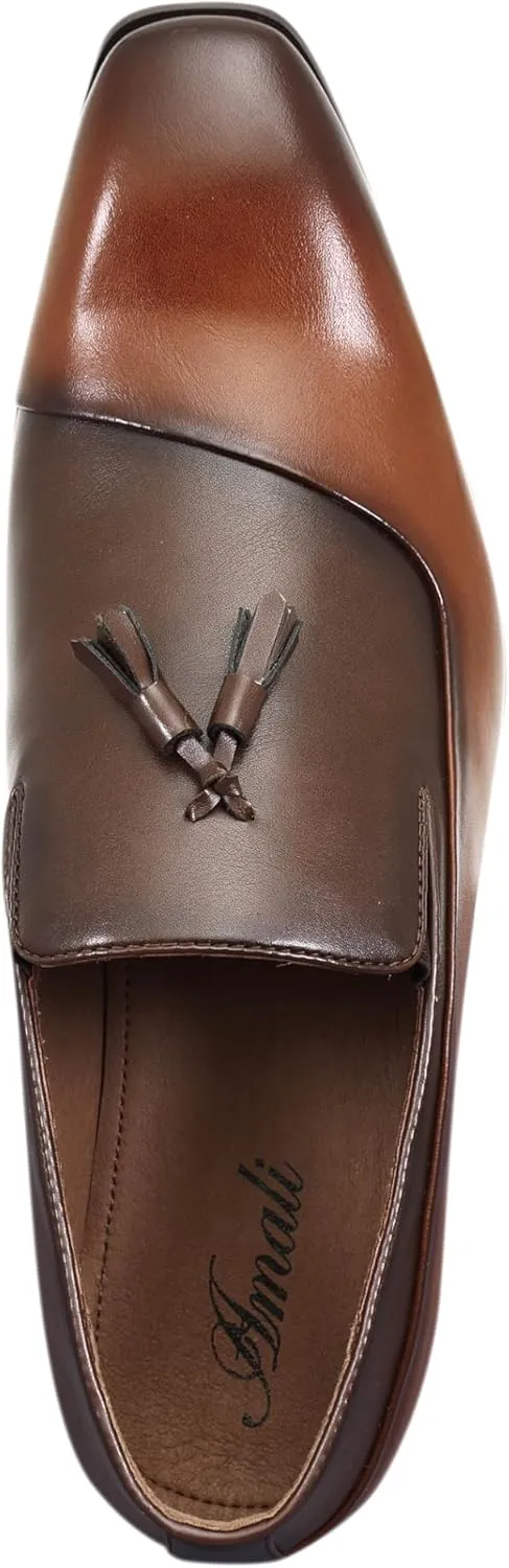 Amali Men’s Slip-On Shoes with Metal Bit Dress Shoes for Men Formal Loafers for Men Smoking Tuxedo Shoes