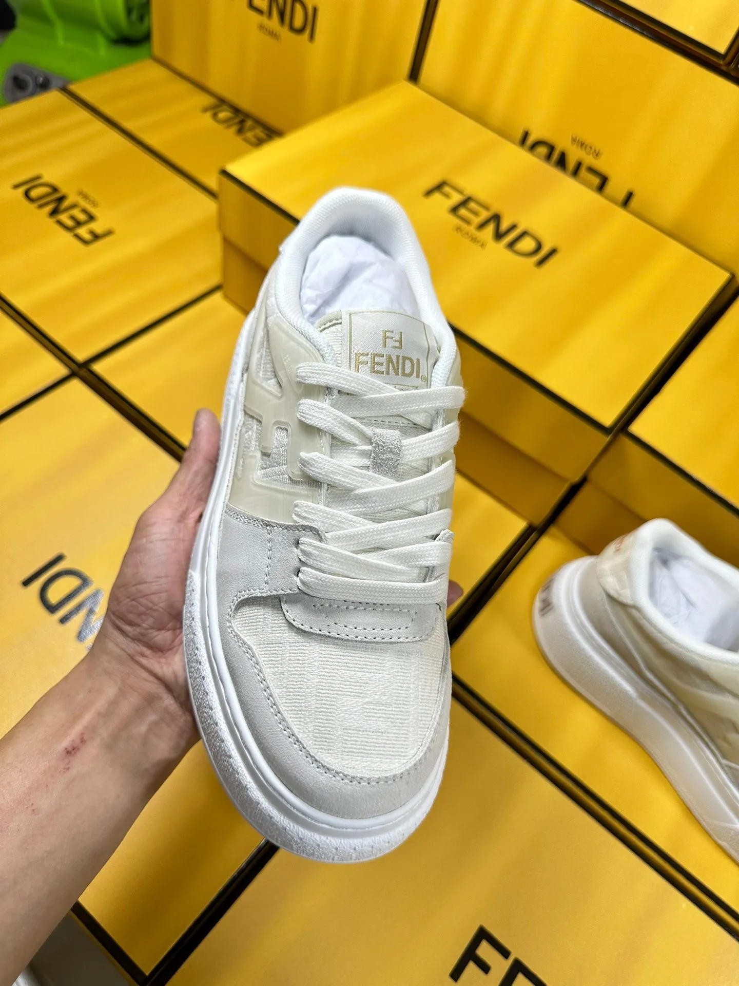 AND WHITE FENDI High-performance Large variety FENDI THICK-SOLDED IN SNEAKER SUEDE FABRIC MONOGRAM
