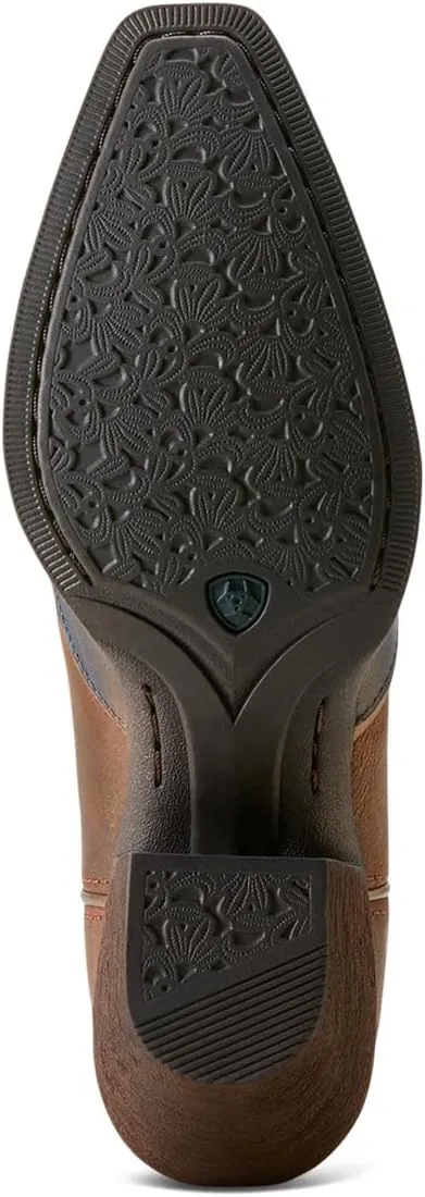 Ariat Womens Bravery Embroidered Snip Toe Casual Boots Mid Calf Mid Heel 2-3" - Brown, Red