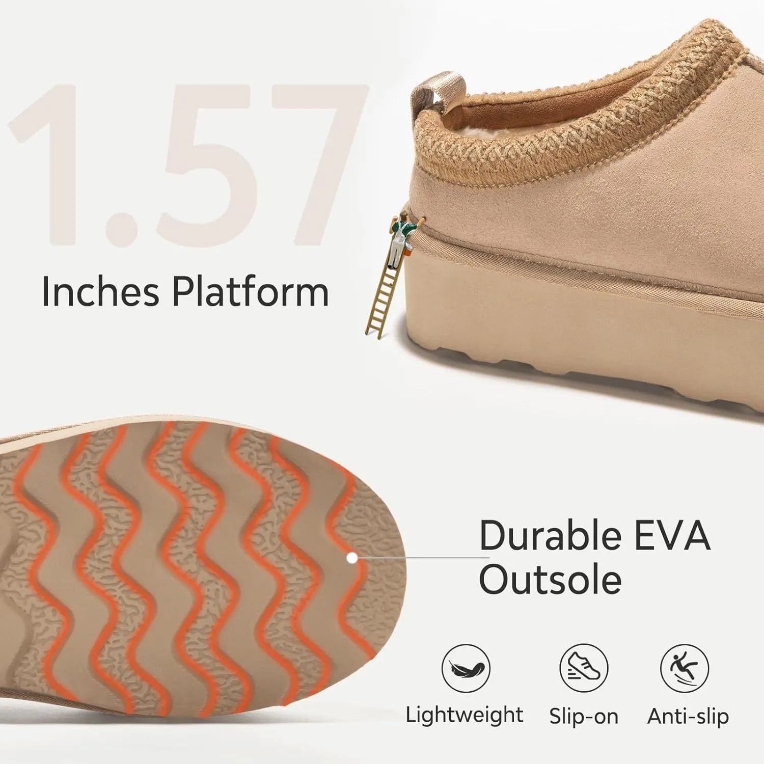 ATHMIE Womens Platform Slippers Ankle Mini Boots with Fluffy Fleece Lined Indoor Outdoor Anti-Slip Memory Foam Winter House Shoes for Cozy Comfort