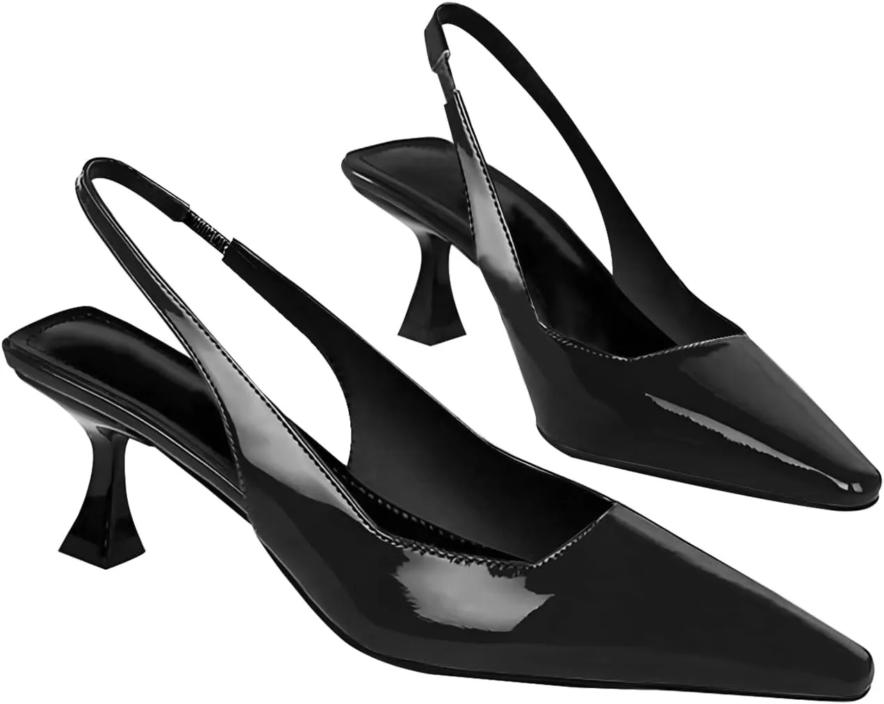 baobeijiadao Womens Kitten Heel Pumps Slingback Pointed Toe Heels Slip On Closed Toe Heeled Sandals Patent Leather Dress Shoes for Women
