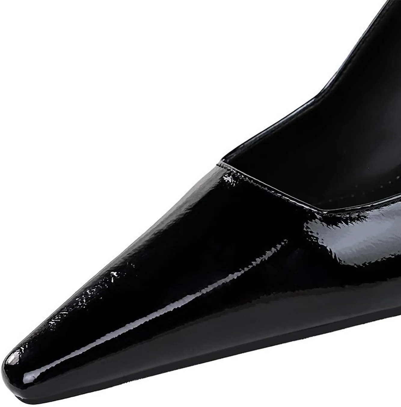 baobeijiadao Womens Kitten Heel Pumps Slingback Pointed Toe Heels Slip On Closed Toe Heeled Sandals Patent Leather Dress Shoes for Women