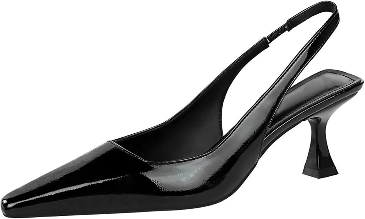baobeijiadao Womens Kitten Heel Pumps Slingback Pointed Toe Heels Slip On Closed Toe Heeled Sandals Patent Leather Dress Shoes for Women