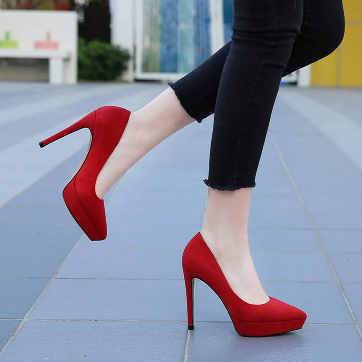 bbruriy Women's Pointed Toe High Heel Pumps 12Cm Classic Stiletto Suede Shoes Dressy Pumps Fashion Party Evening Wedding Dancing Office Shoes