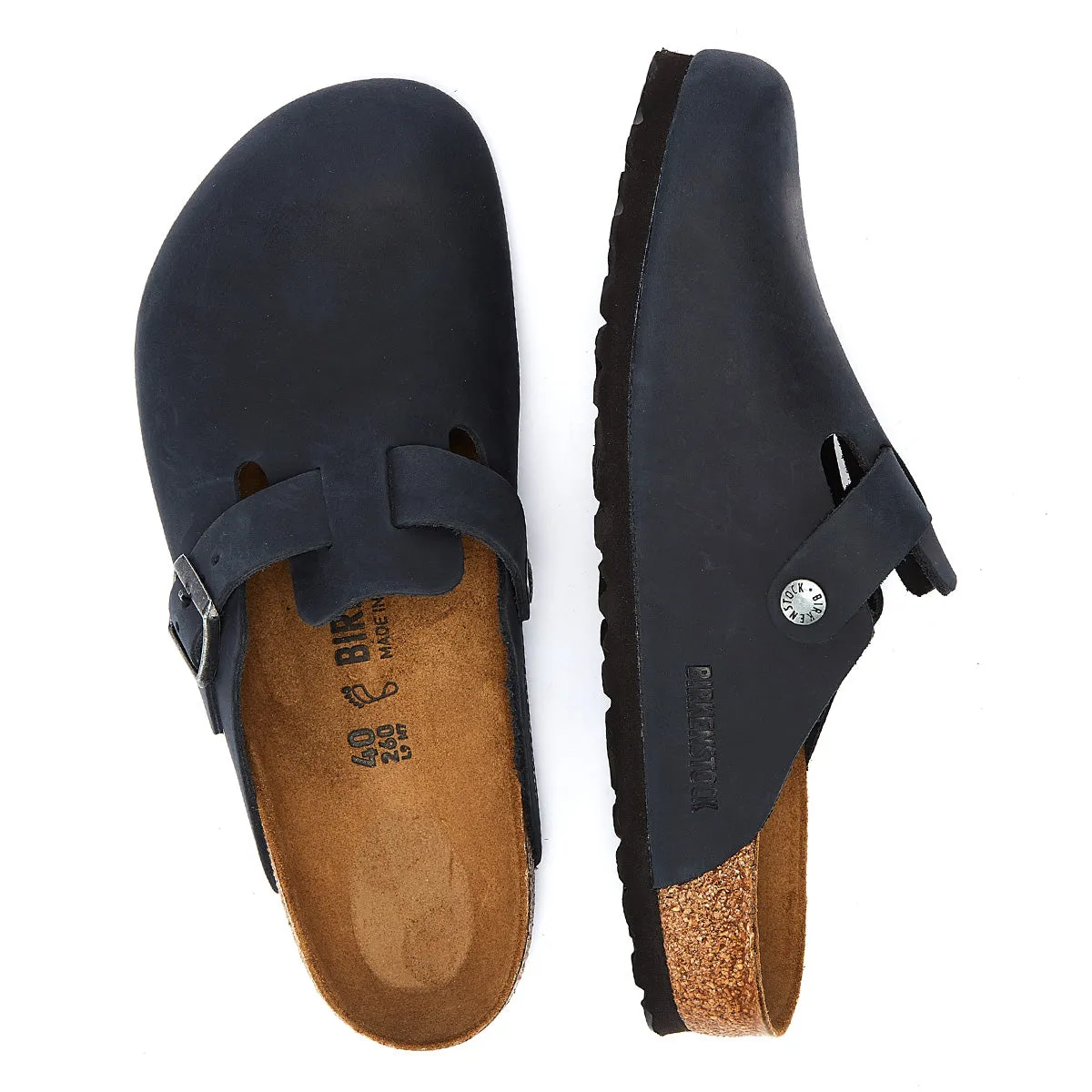 Birkenstock Boston Oiled Nubuck Black Slippers