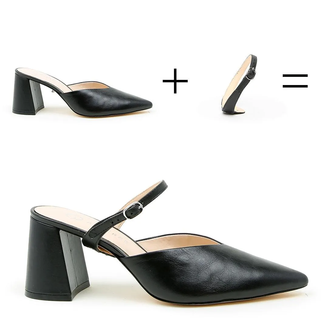 Black V Mule   Twiggy Strap