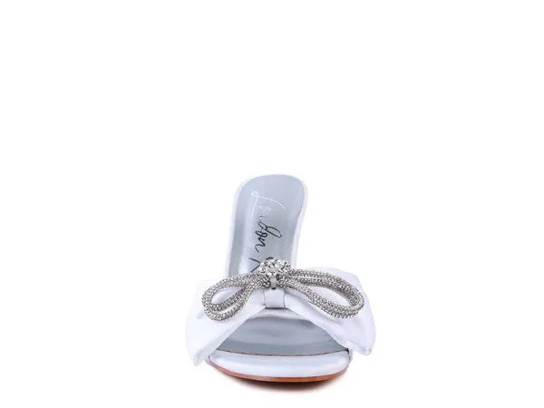 BRAG IN CRYSTAL BOW SATIN HIGH HEELS