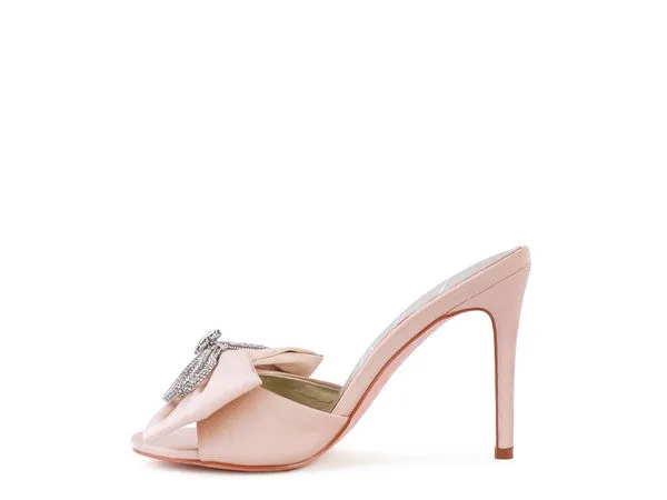 BRAG IN CRYSTAL BOW SATIN HIGH HEELS