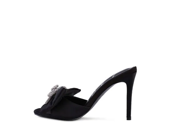 BRAG IN CRYSTAL BOW SATIN HIGH HEELS